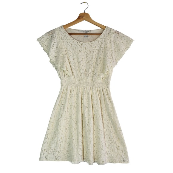 White Lace Mini Dress Spring Rush Coquette Cottagecore Size Small Cream Tone - Picture 9 of 14